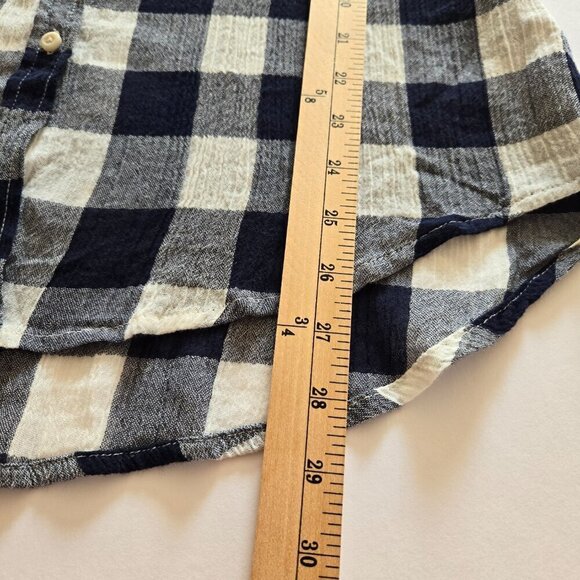 Merona Women Dark Navy and White Plaid Button-Up Sleeveless Collared Top Size S - Picture 7 of 13